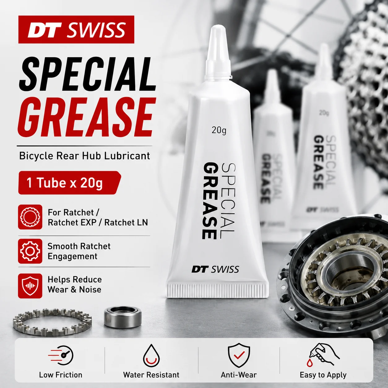 Original DT Swiss Special Grease 20g Star Ratchet Rear Hub Freehub Lubricant for Ratchet EXP LN MTB Road Bike