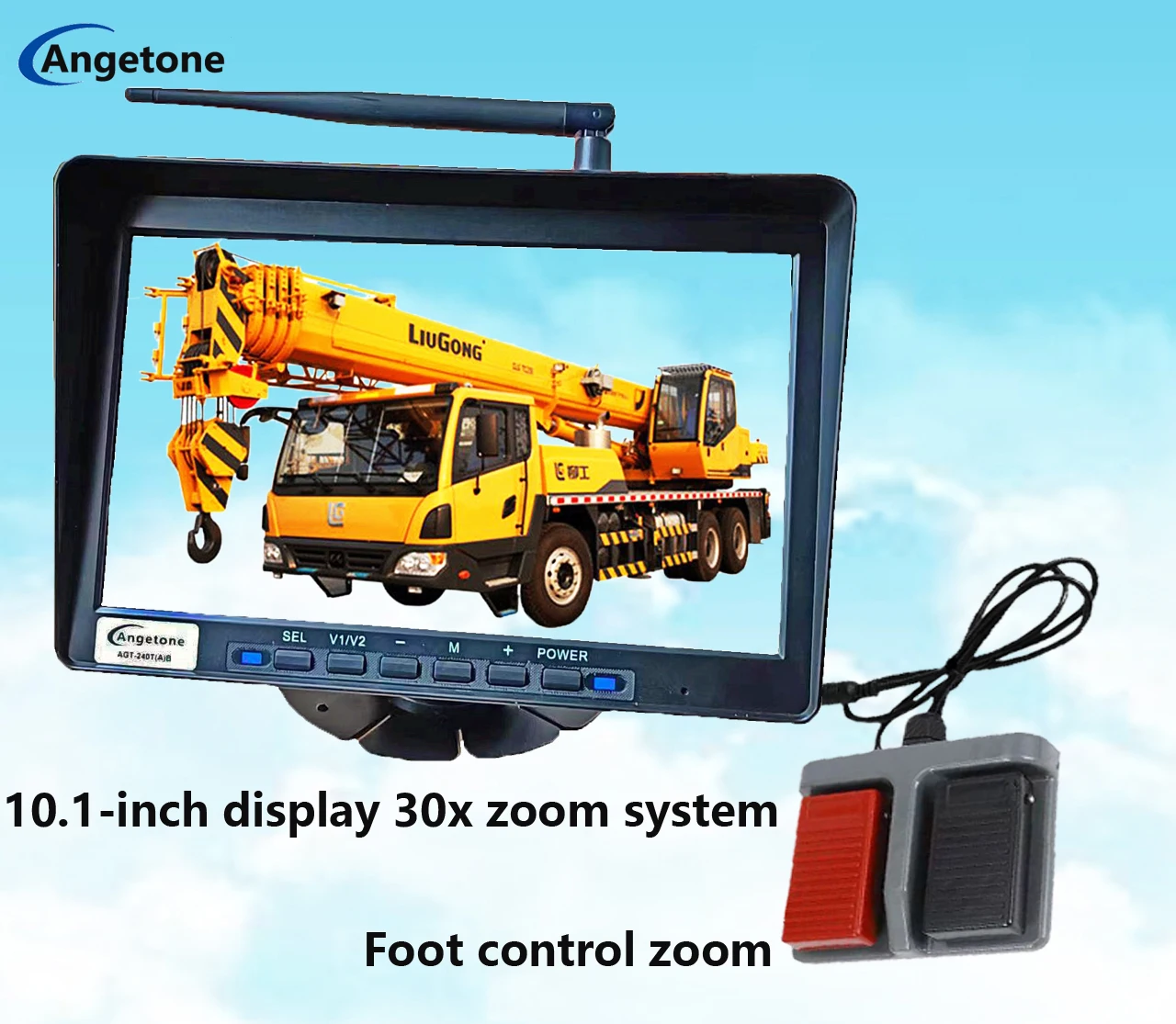 Crane wireless monitoring display screen, zoom camera connected to all-in-one machine for video recording12V24V