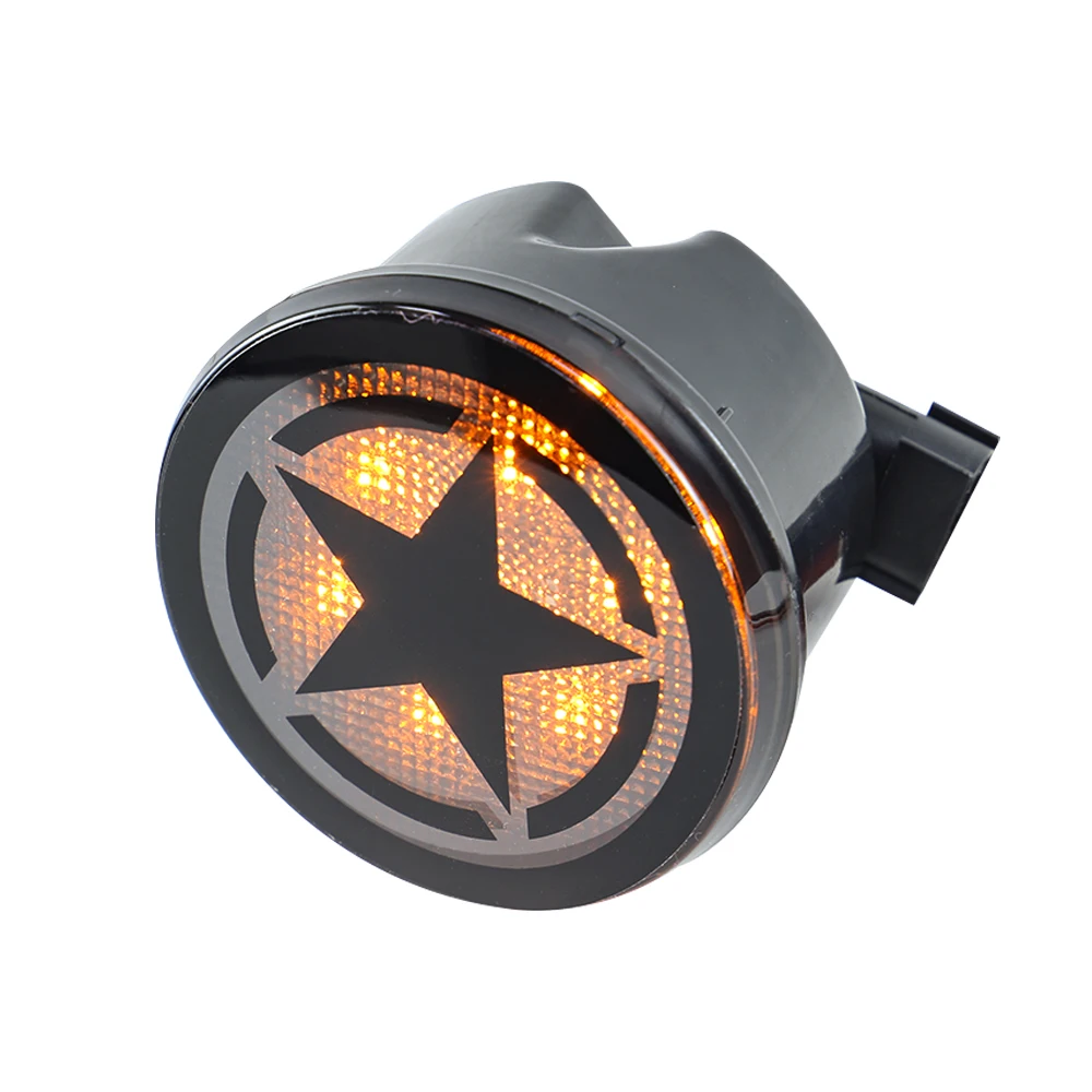 For 2007-2017 Jeep Wrangler JK & WRANGLER Unlimited Smoker Front Fender LED Turn Signal Light And JK Flare Light Amber Five Star