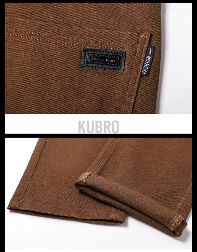 Markenmode, lockere, gerade geschnittene Business-Casual-Stretch-Jeanshose für Herren, Markenhose in 3 Farben, Übergröße, Herrenbekleidung, schmale Jeans – Detail 23