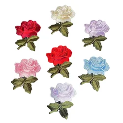 8.5*6.5CM fiori in tessuto ferro su adesivi, rose fiorite ramo ricamo Applique patch Thermocollant per abbigliamento, Cheongsam