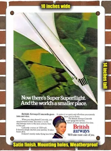 METAL SIGN - 1976 Superflight And the World's a Smaller Place British Airways