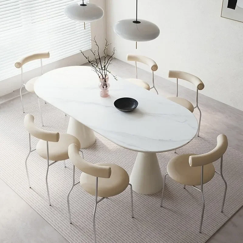 Nest Internet Celebrity Rock Slab Dining Table Light Luxury Modern Simple Eating Table Household Small Apartment French Cream