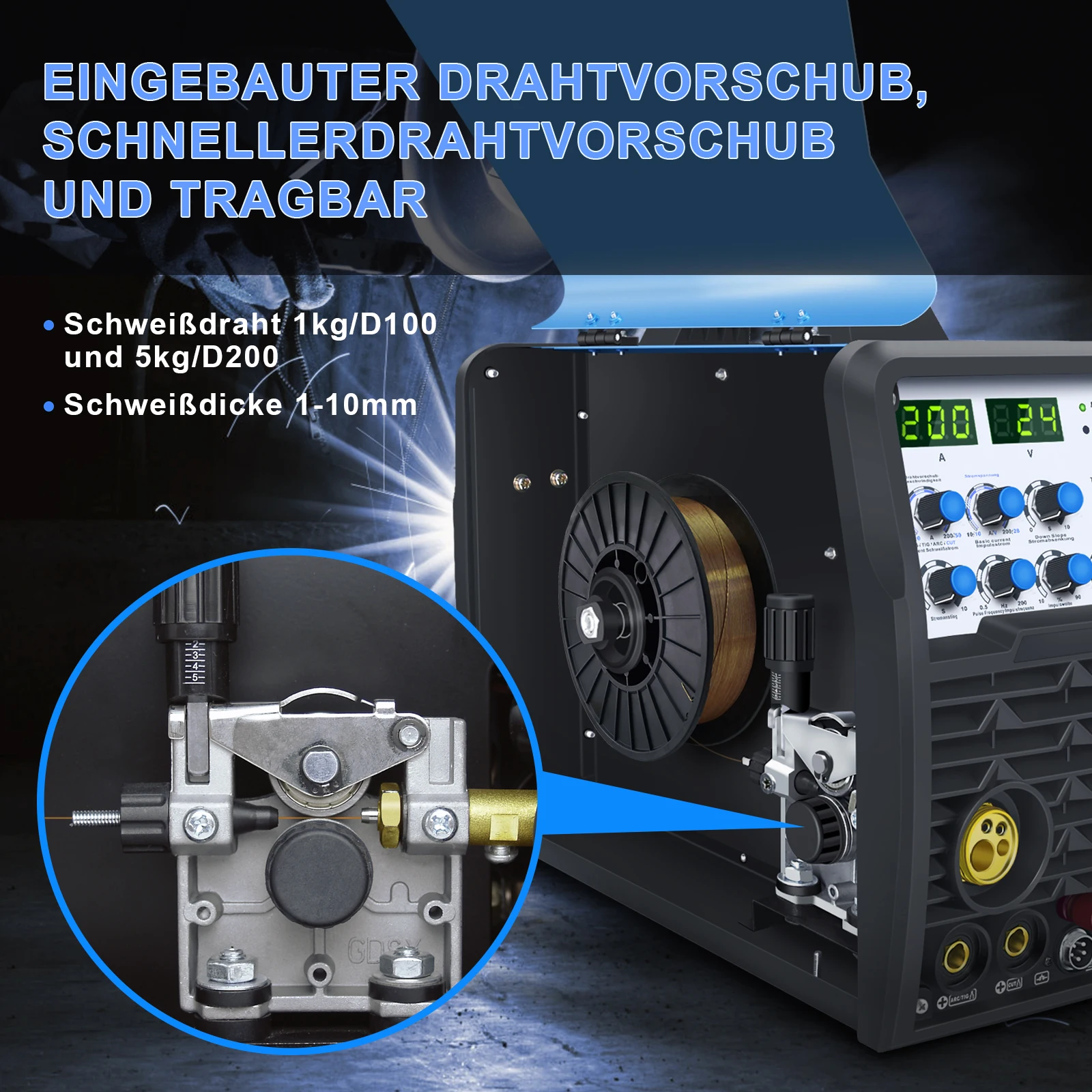 TCM250 5in1 Portable Inverter Plasma Cutter MIG TIG ARC Welder Combo 220v New Condition Multi-Function Welder