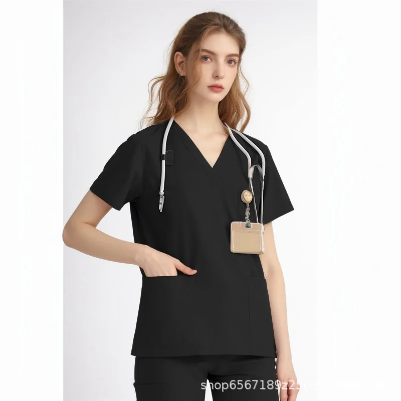 Free Custom Logo Operating Room Short-sleeved Wash Clothes Women's Top Work Clothes Nurse Clothes Doctor Brush Hand