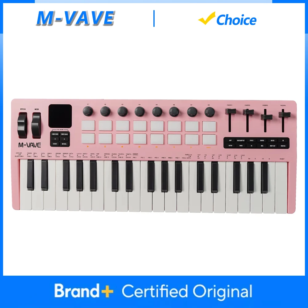 M-VAVE SMK-37 PRO MIDI Keyboard Supports Wireless Connection to Multiple Systems 16 Drum Pads Sound Source 37 Key Keyboard