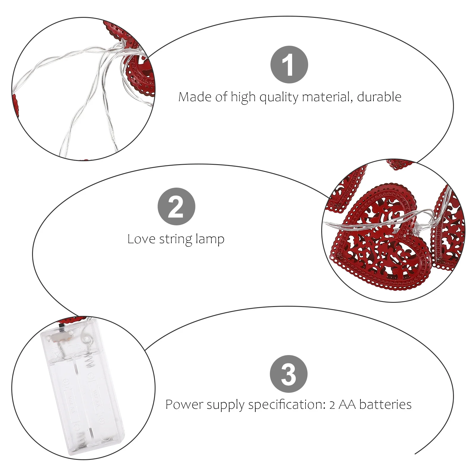 1 مجموعة شكل قلب مصباح سلسلة الأحمر Led سلسلة ضوء لعيد الحب رومانسية الديكور ثلاثية الأبعاد الحديد المطاوع الزينة الإبداعية