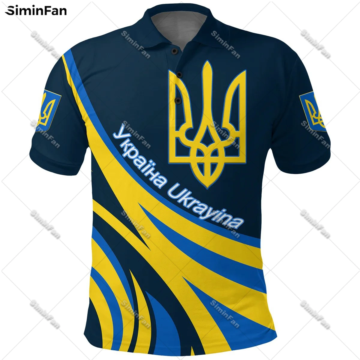 Ukraine Coat Of Arms Mens Polo Shirts 3D All Over Printed Male Lapel Tennis Tshirt Unisex Summer Short Sleeve Tee Female Tops-1