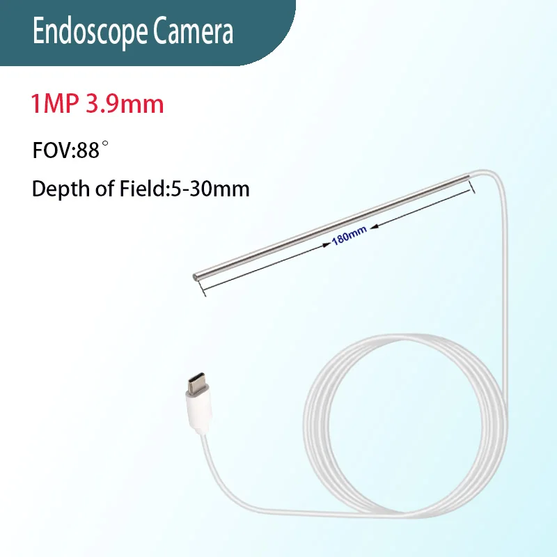 1MP 3.9mm FOV 88° Pipeline Inspection Camera 1.5m Type-C Soft Cable Automotive Machinery Industrial Endoscope