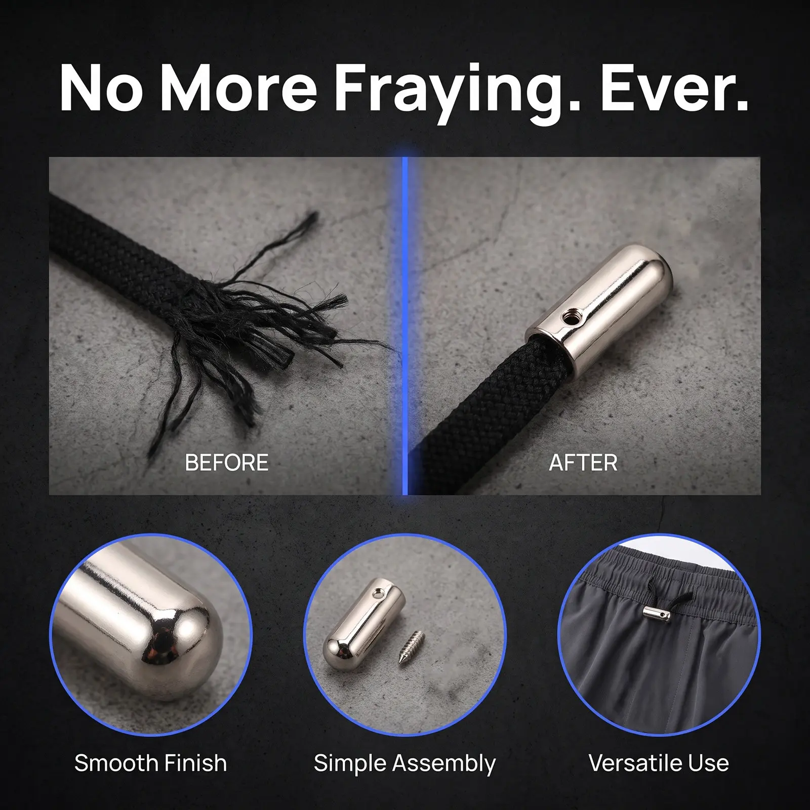 20Pcs Drawstring Cord Locks Metal Aglets Cylindrical Shoelace Tips Antislip Hoodie String Stoppers End Caps