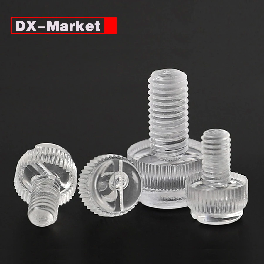Tornillo de pulgar ranurado M3 PC, perno de ajuste de plástico transparente M3-M8, F006