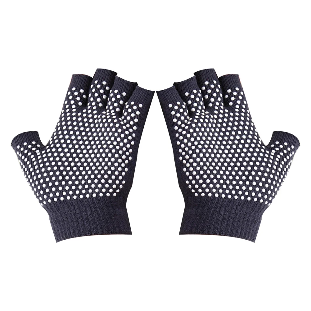 

4Pairs Cotton Fingerless Non-Slip Gloves Half Finger for Yoga Workout Exercise Sports Breathable Knitted Soft Half Finger Gloves