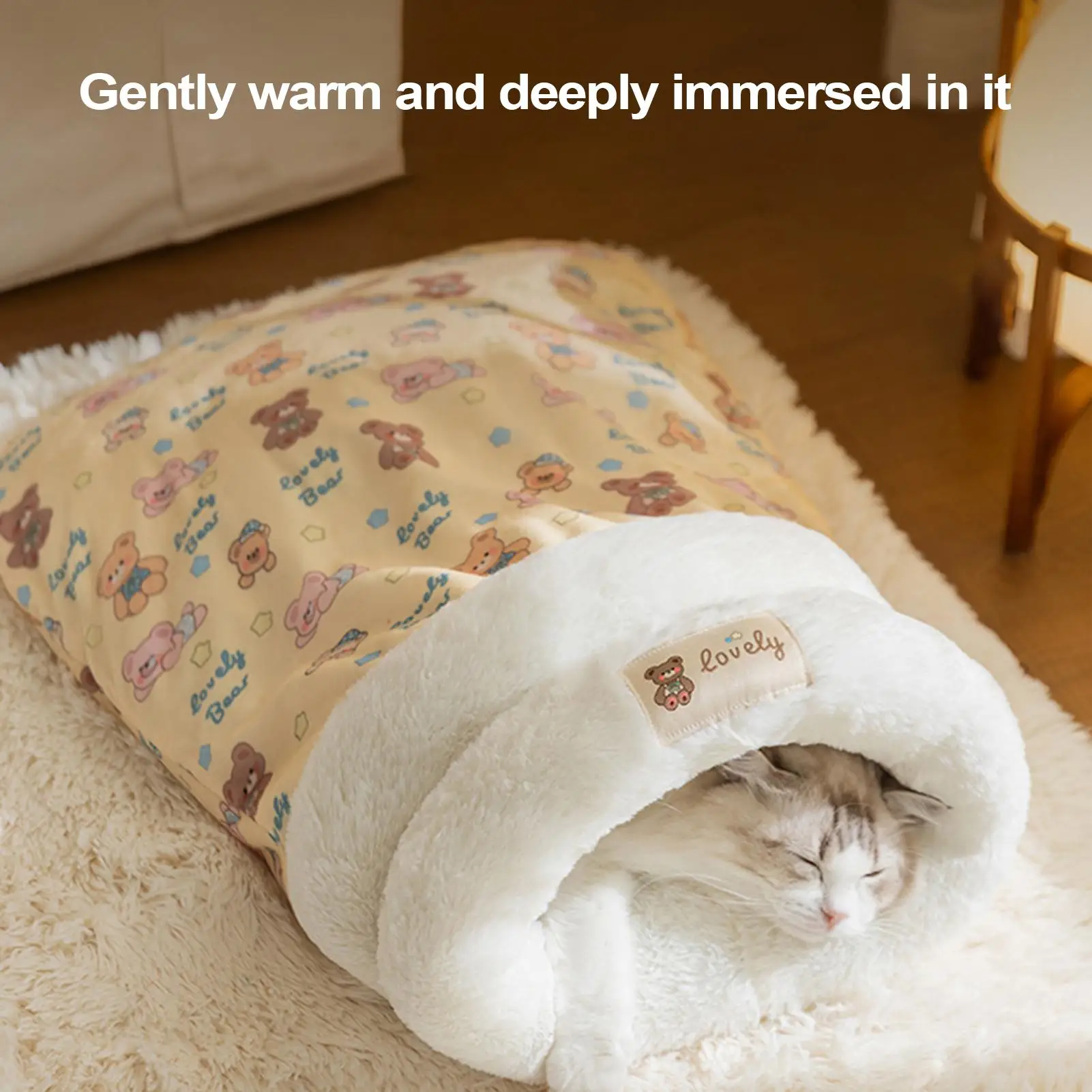 

Cat Sleeping Bag Winter Cat Bed Autumn Warm Thick Pet Cave for Small Animal Kitten Puppy Resting Play Outdoor Apartment Travel