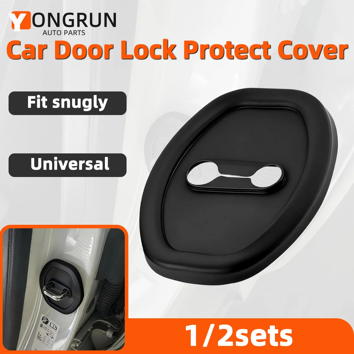 YONGRUN Car Door Lock Cover Guard Caps Universal Anti Rust Scratch Guard Trims for Auto Door Latch Striker Interior Accessories