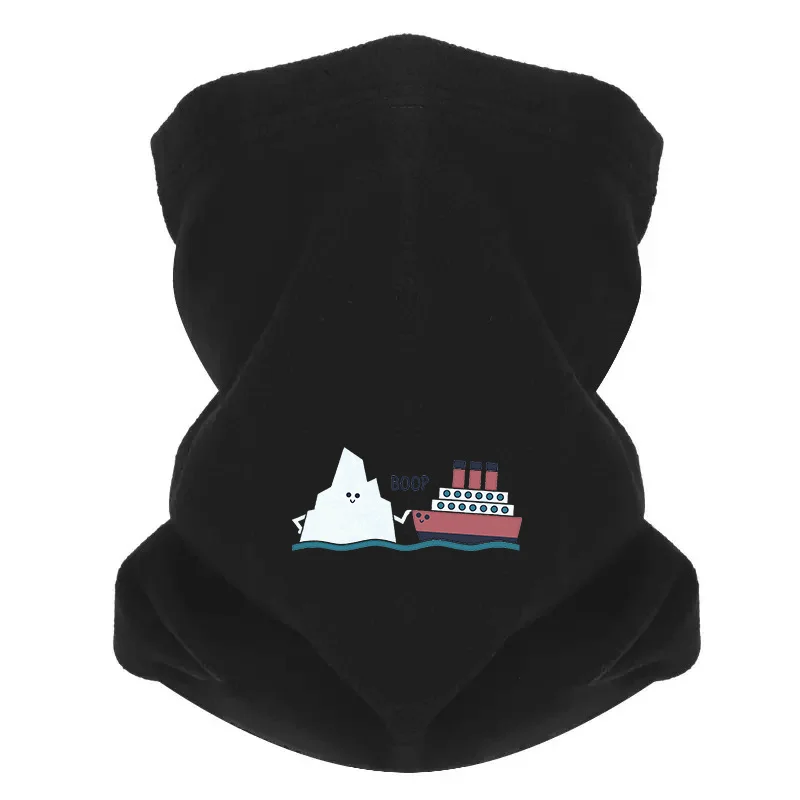 Cute iceberg ship collision. Men Outdoor Scarf Mask Neck Gaiter Hat Women cap Headgear Windproof Keep Warm Winter Multifunctiona