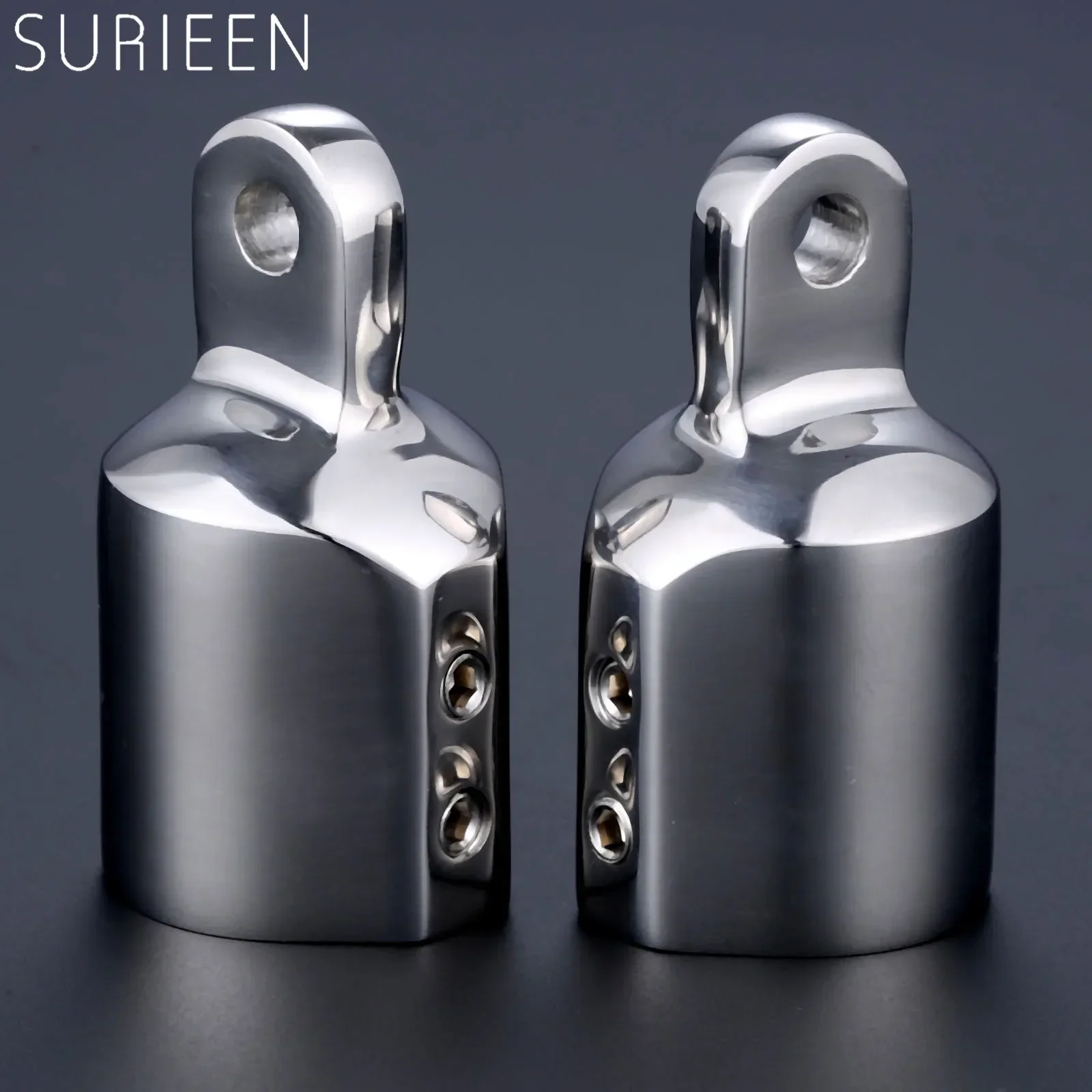 SURIEEN 2Pcs Marine Stainless Steel Bimini Eye End Top Caps Tube Heavy Duty Fitting Assembly Hardware 1