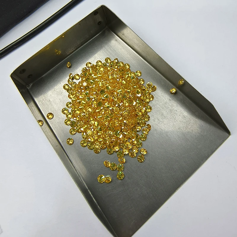 Moissanit-Stein, gelbe Farbe, runde Form, kleine Größen, 1,0–2,9 mm, Labor-Edelstein, Pass-Diamanttest für DIY-Schmuckherstellungsmaterialien – Detail 6