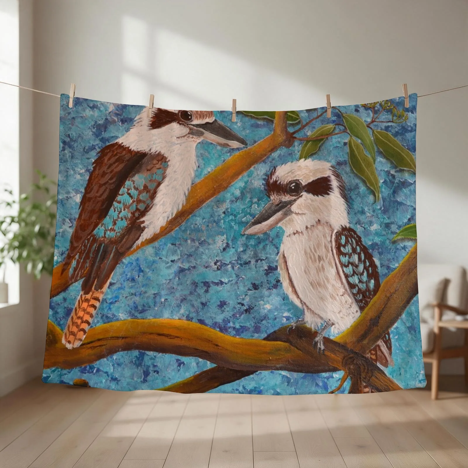 New LAUGHING KOOKABURRAS Throw Blanket couch cozy soft plush fuzzy picnic outdoor blanket