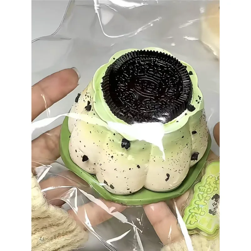 Matcha Pudding with Cookie Top Squishy  Slow Rising Food-Shaped Stress Relief Squeeze for Anxiety Relief