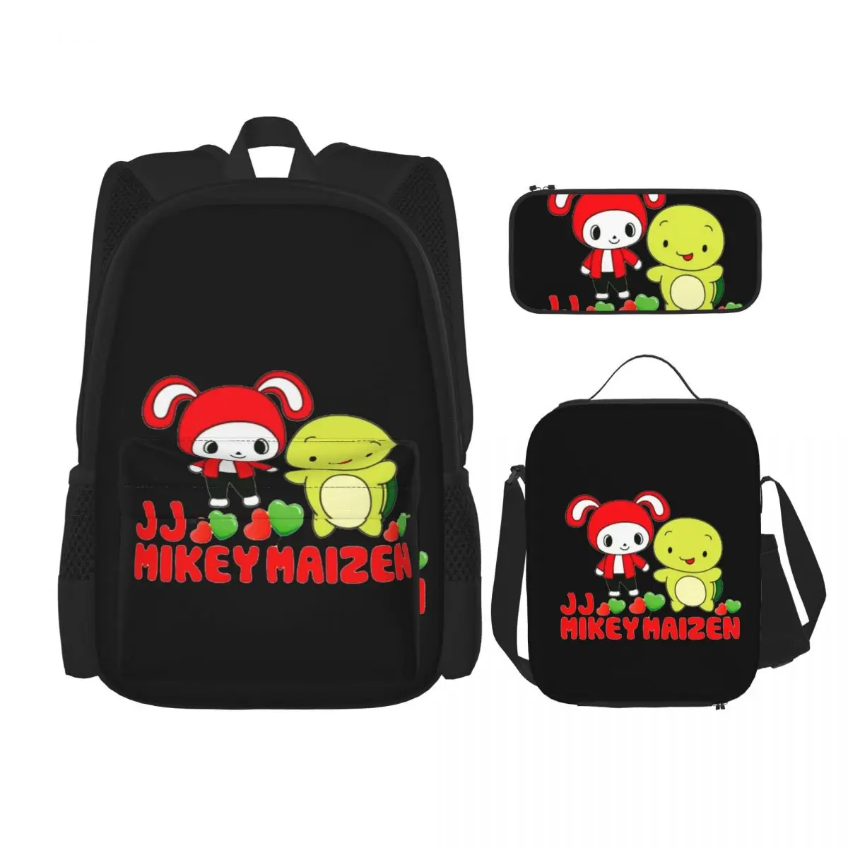 

JJ MIKEY MAIZEN Backpacks Boys Girls Bookbag Children School Bags Cartoon Kids Rucksack Lunch Bag Pen Bag Three-Piece Set