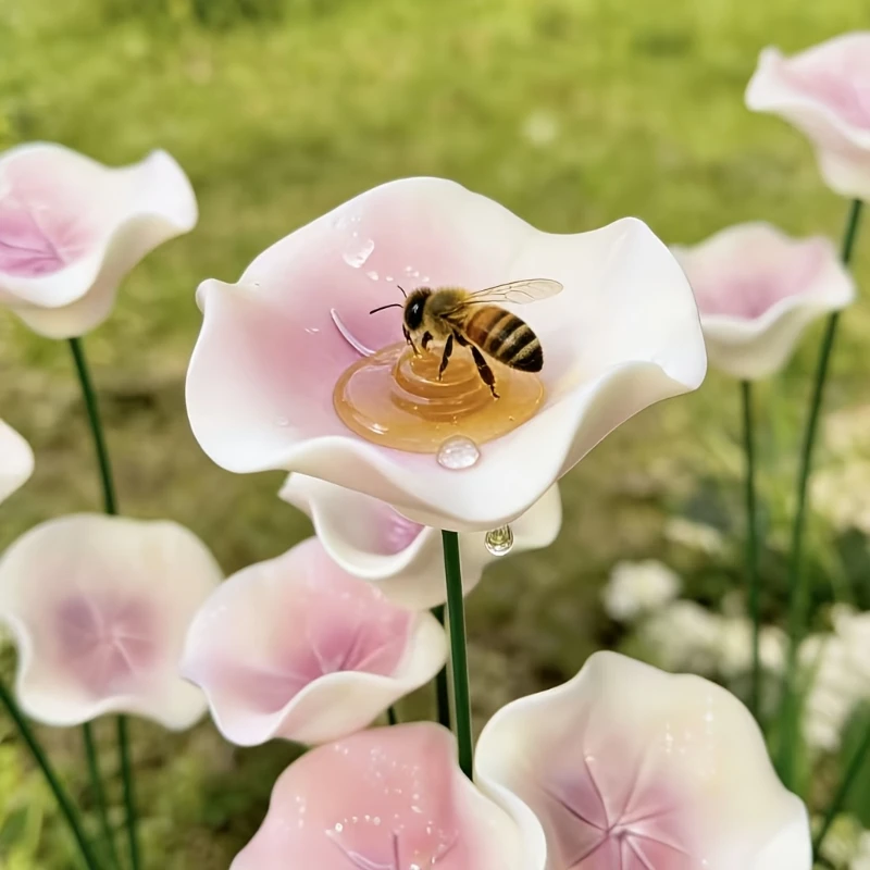 2pcs Flower Bee Sugar Feeders Butterfly Water Ceramic Feeders For Outdoor Bee Feeding Indoor Decoration Gardening Accessories