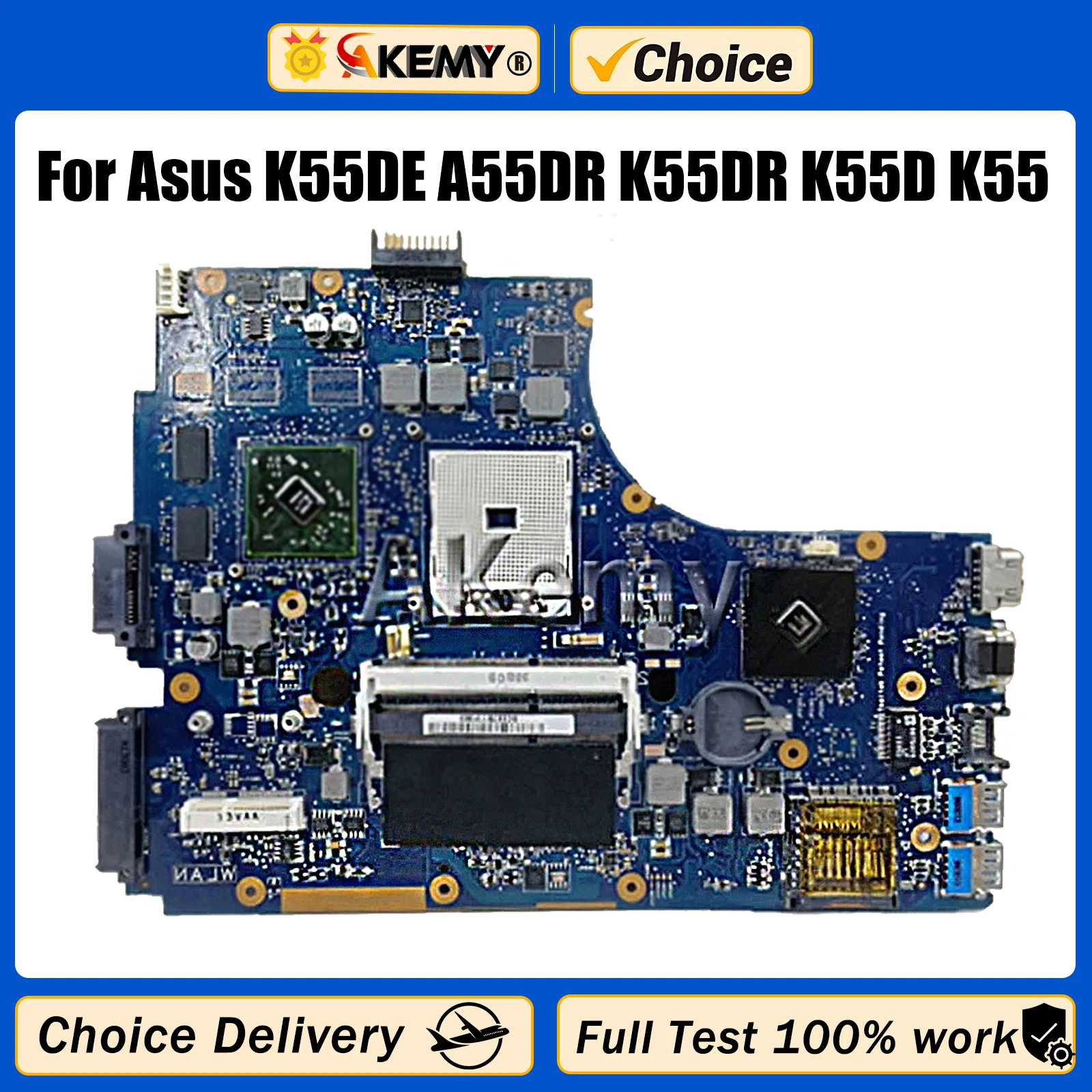 AKEMY K55DE Laptop motherboard For Asus K55DE A55DR K55DR K55D K55 Test original mainboard