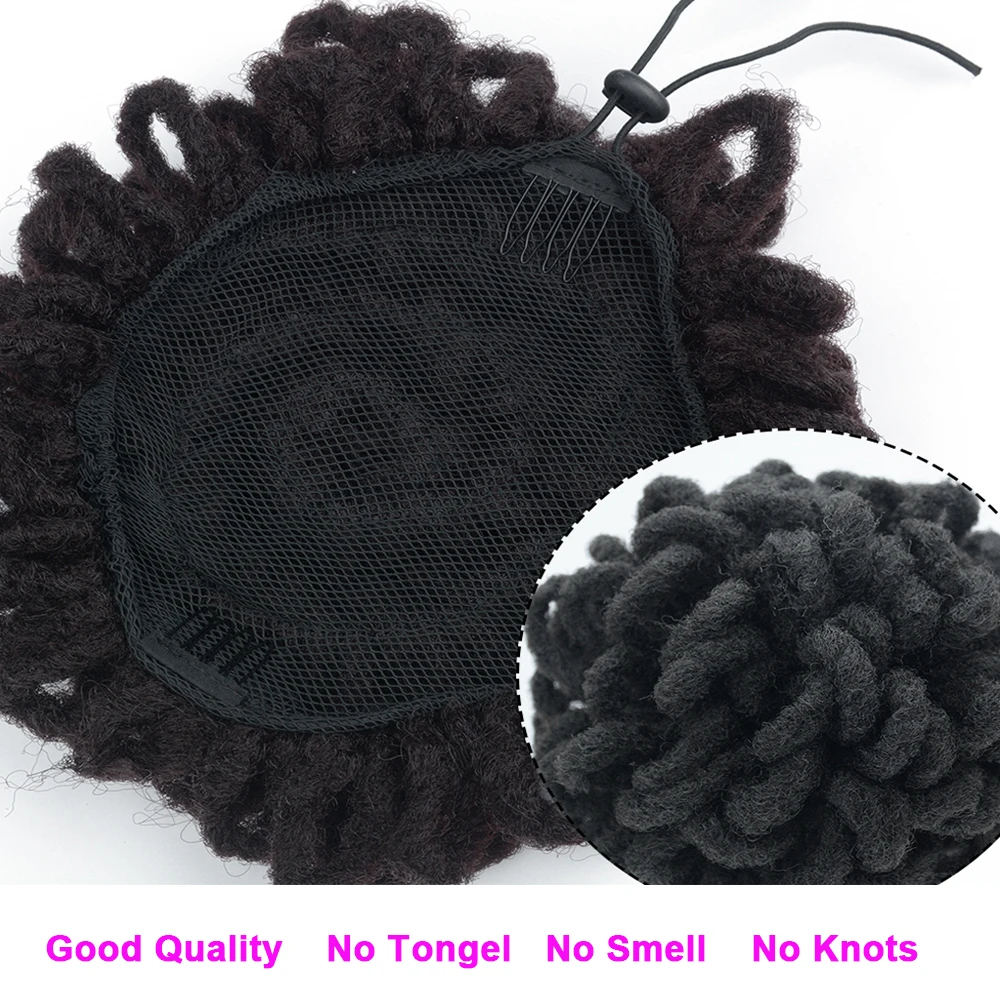 Afro Puff Dreaklocks Cordão Chignon Rabo De Cavalo Dreadlocks Puff De Cabelo Com Cordão Sintético Nu Locs Hair Puff Hair Extensions