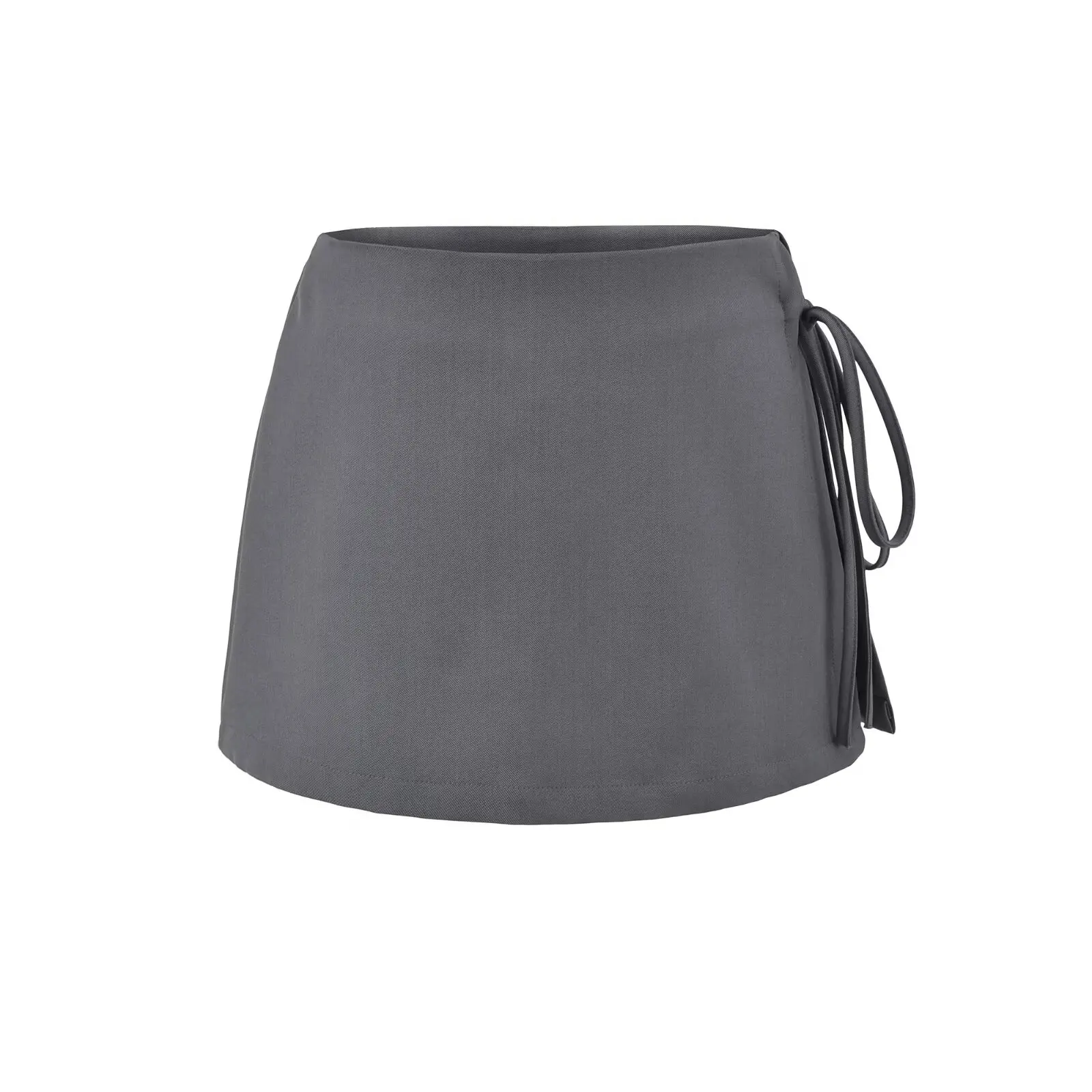 Saia-calça cinza com laço, estilo retrô americano, design f versátil, saia  evasê em linha A, saia de meia-largura.