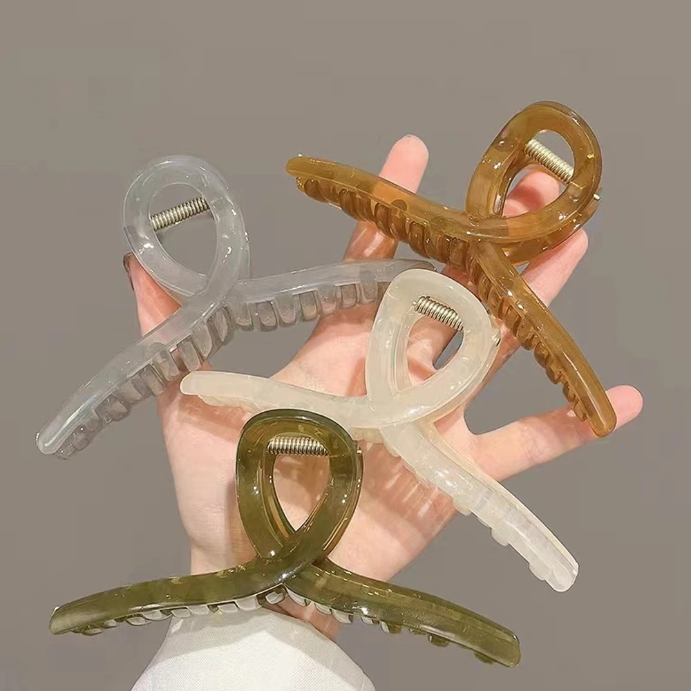 

Summer Jelly Color Geometric Hair Claws Jaw No Slip Acrylic Clear Strong Hold Shark Barrette Hair Clip Elegant Women Headwear