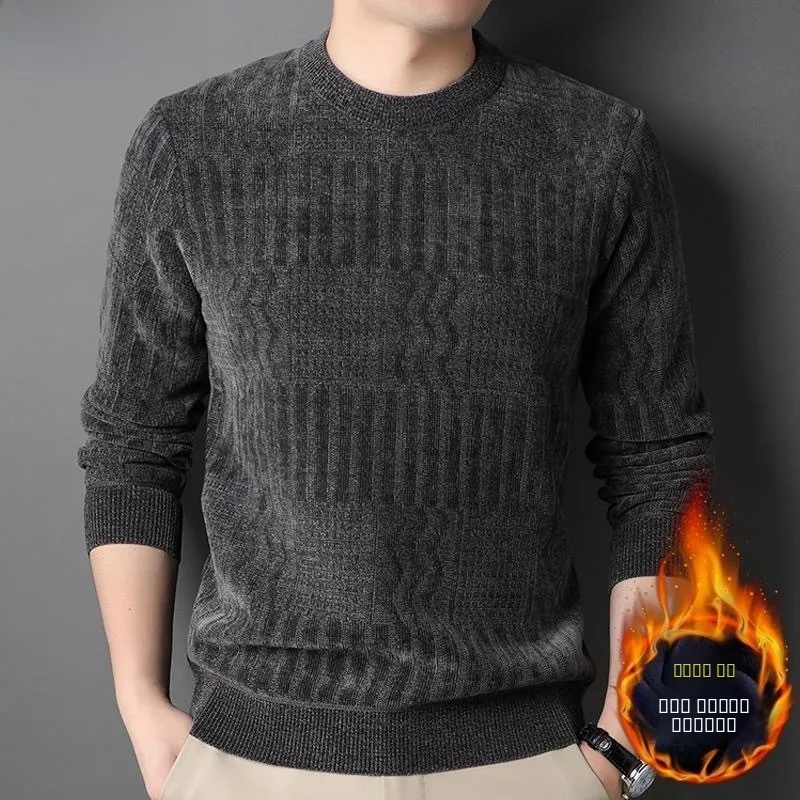 

Мужской вязаный круглый свитер Ne на подкладке из шерсти премиум-класса без катышков, повседневный Sle Thiened Long Sve