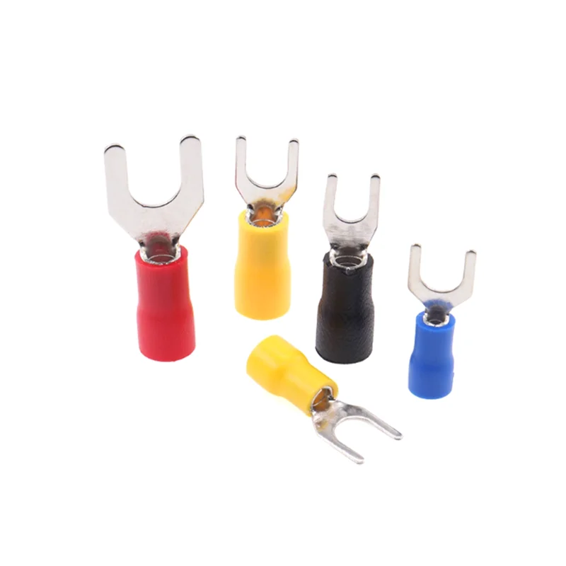 

50PCS/LOT fork shaped terminal insulated cold pressed connection terminal SV5.5-6 SV5.5-7 SV5.5-8 cable connector