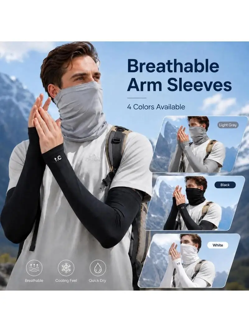 AliExpress NONE Cooling Arm Sleeves with Face Cover 4 Colors Breathable Quick Dry Stretch Sun Outdoor Cycling Fishing Running