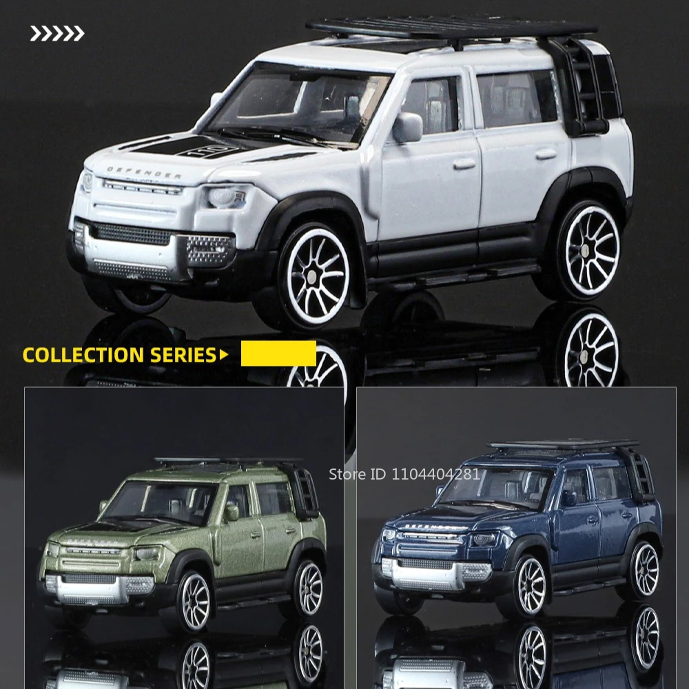 1:64 масштаб Land Rover Defender 110, модель из сплава, миниатюрный автомобиль, литые под давлением игрушки, колеса, слайд вперед, домашний декор для детей, подарки