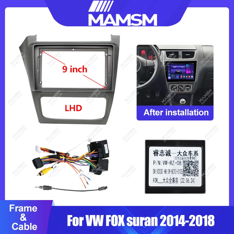 

Для VW FOX suran2014-2018 LHD железно-серый 9-дюймовый автомобильный радиоприемник Android стерео аудио экран мультимедийный видеоплеер кабели жгут рамка