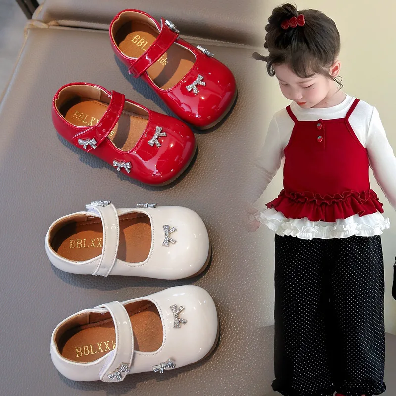 

2025 Autumn New Children Casual Leather Shoes for Girls Fashion Korean Style Soft Bottom Anti-slippery Versatile Princess Shoes