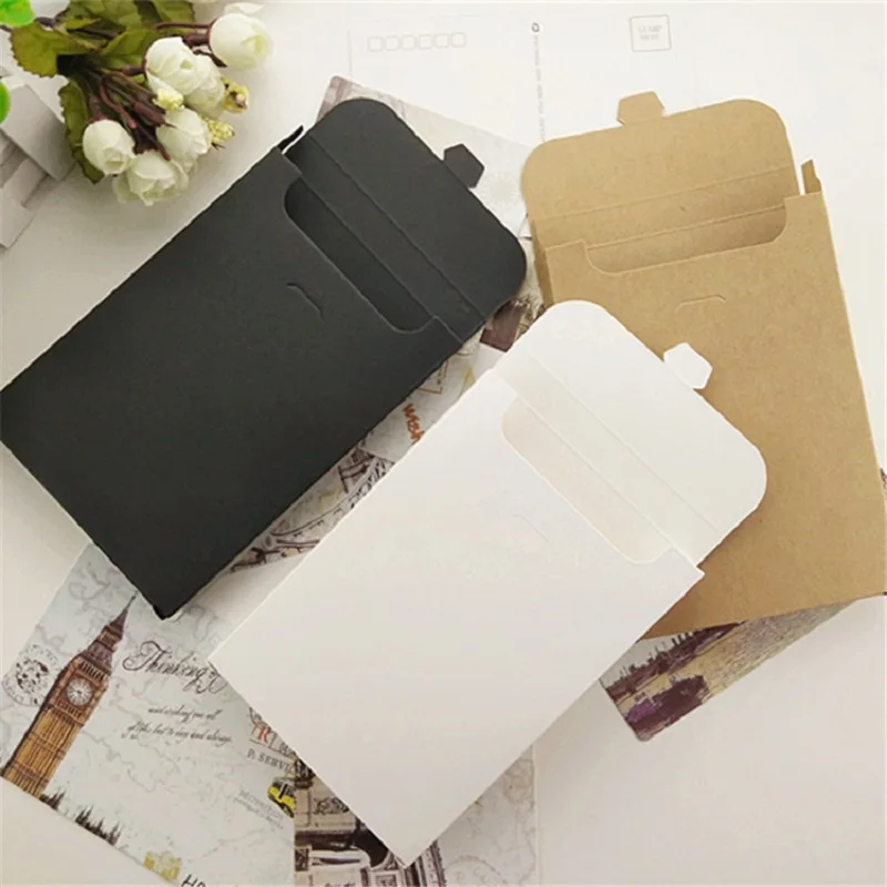 Blank Kraft Paper Photo Box, White DIY Multifunction Envelope, Postcard Package, Paper Card Box, 15.5x10.8x1.5cm, 20Pcs Lot