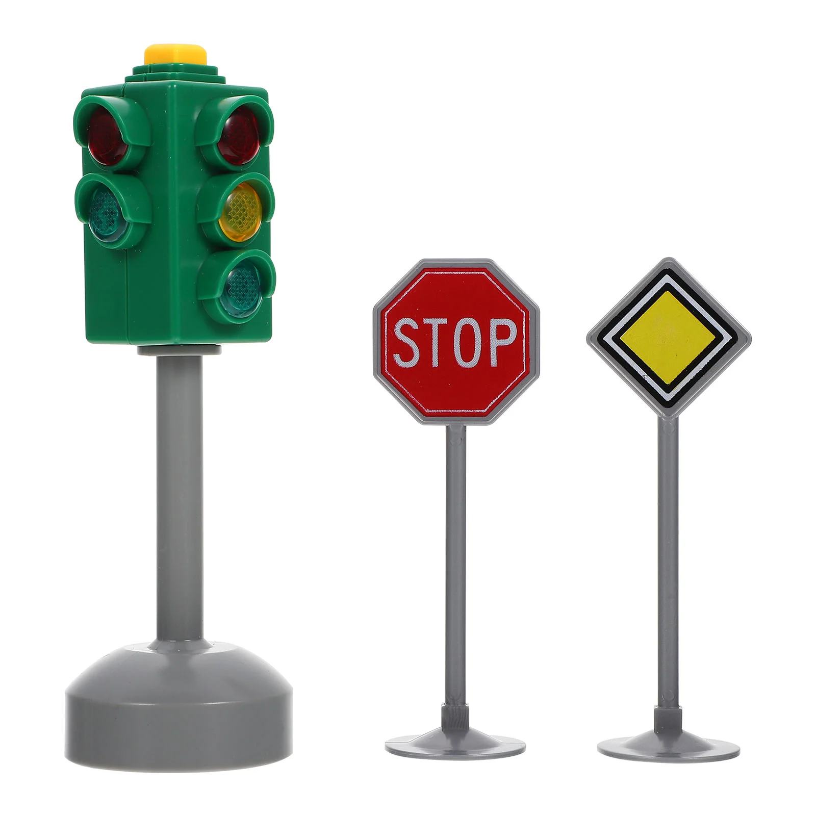 3 Pcs Kids Traffic Light Educational Road Sign Set Miniature Stop Sign Traffic Signal Learning Toy Toddler Plaything Safety
