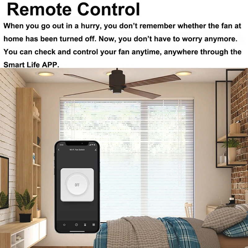 Smart Wifi Fan Switch 5 Speed Control EU Ceiling Fan Rotary/Knob Switches Tuya Remote For Alexa Google Home