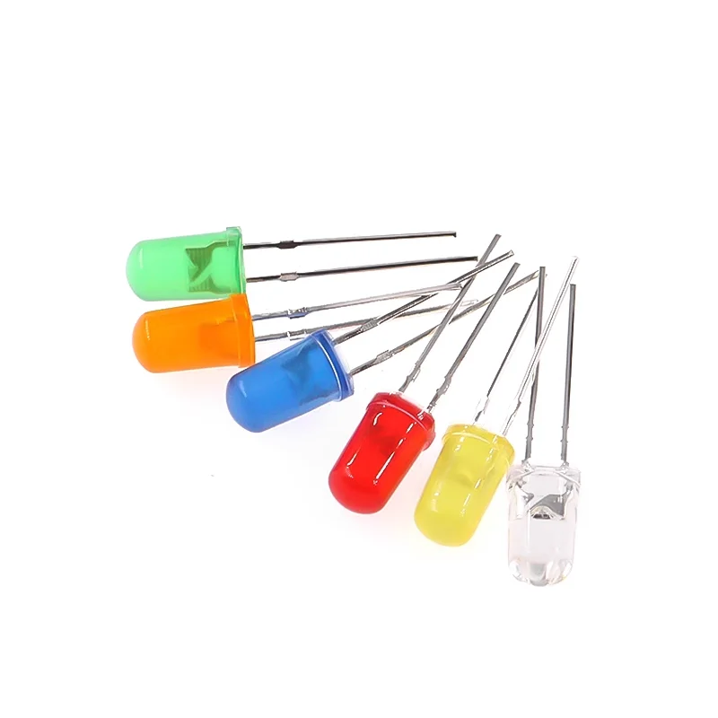 100PCS 5MM light-emitting diode LED light with bright white blue red green yellow, orange pink round head F5 DIP lamp bead