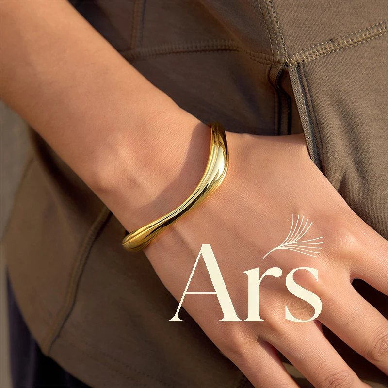 

Ars Stainless Steel Wave Cuff Bracelet Minimalist 18k Gold Plated Bangle No Tarnish Bangle Statement Cuff Bangles Gift for Women