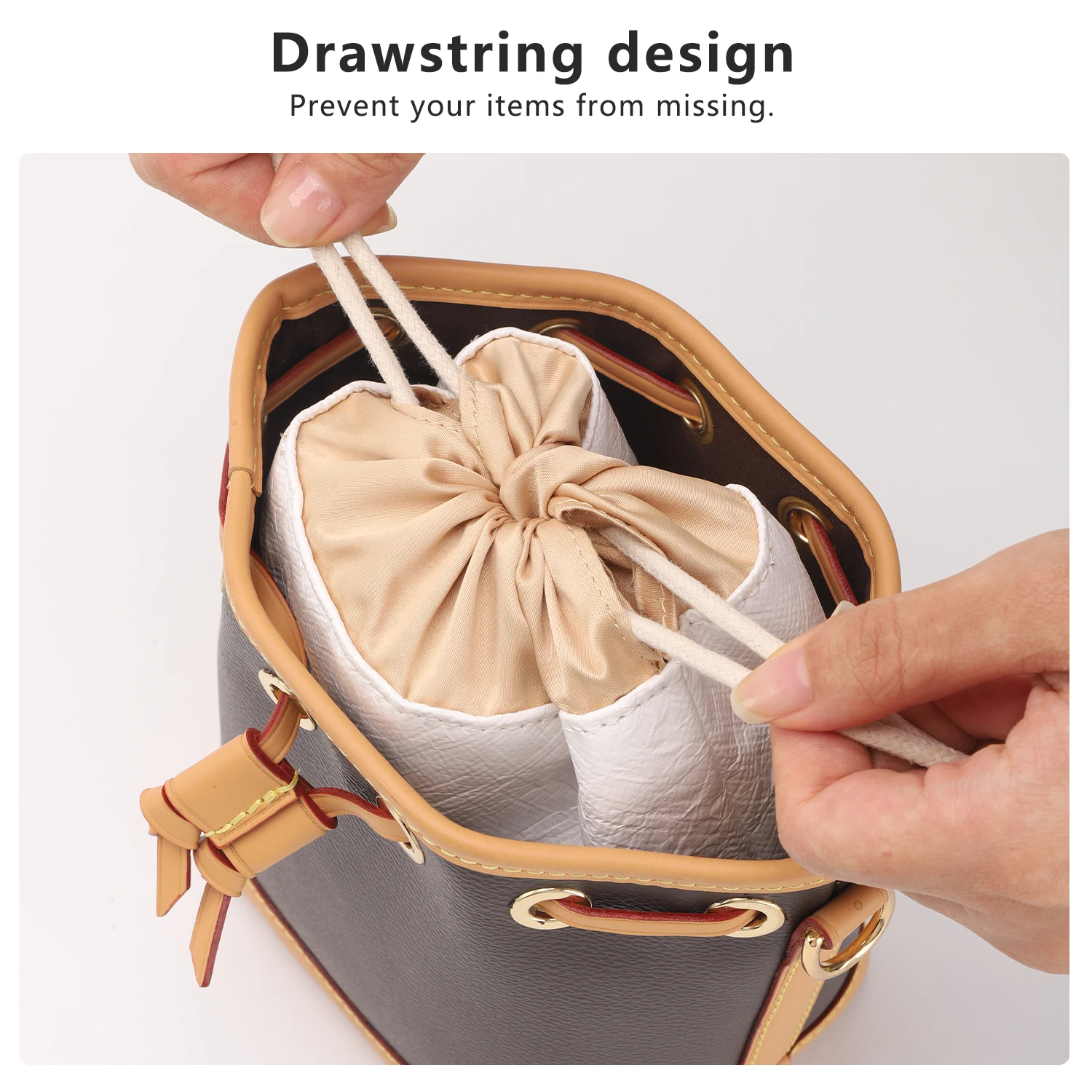 WUTA Bag Organizer For LV Nano Noe Handbag Dupont Paper Inner Bag Insert Storage Bags Drawstring Liner Bag Support Shaper