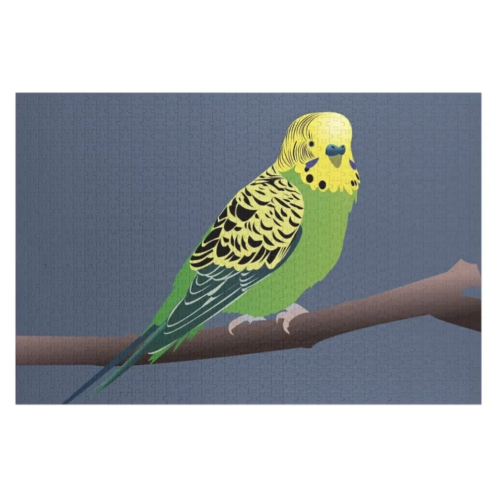 Green Parakeet/Budgie Jigsaw Puzzle Wood Animals Wooden Name Custom Personalized Wooden Boxes Puzzle