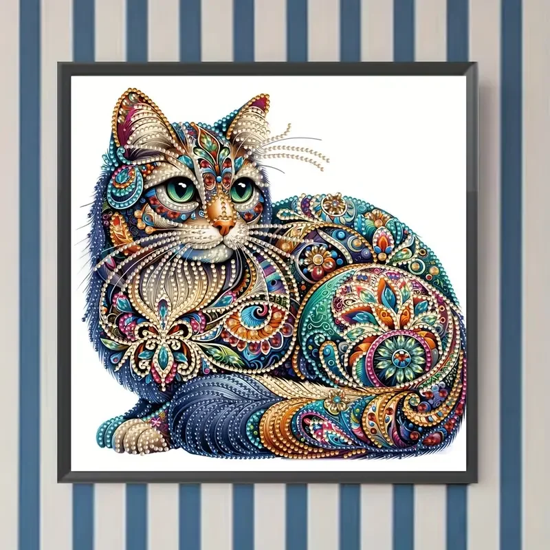 1pc Cat Pattern Diamond Painting Kit, DIY 5D Special Shape Crystal Diamond Partial Diamond Painting Mosaic Making Craft Frameles