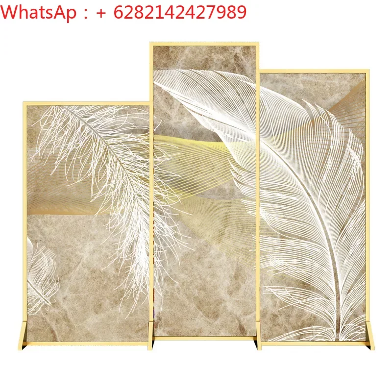 

European light luxury aluminum alloy screen partition living room porch bedroom shielding metal screen partition wall Jinyu