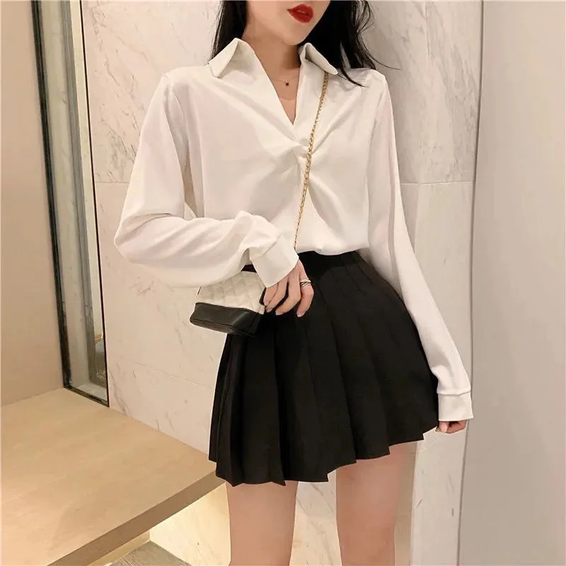 2024 Spring and Autumn New Elegant Women\'s Chiffon Shirt Fashion Long Sleeve Shirt Women\'s Inner Base Shirt Loose Blouse