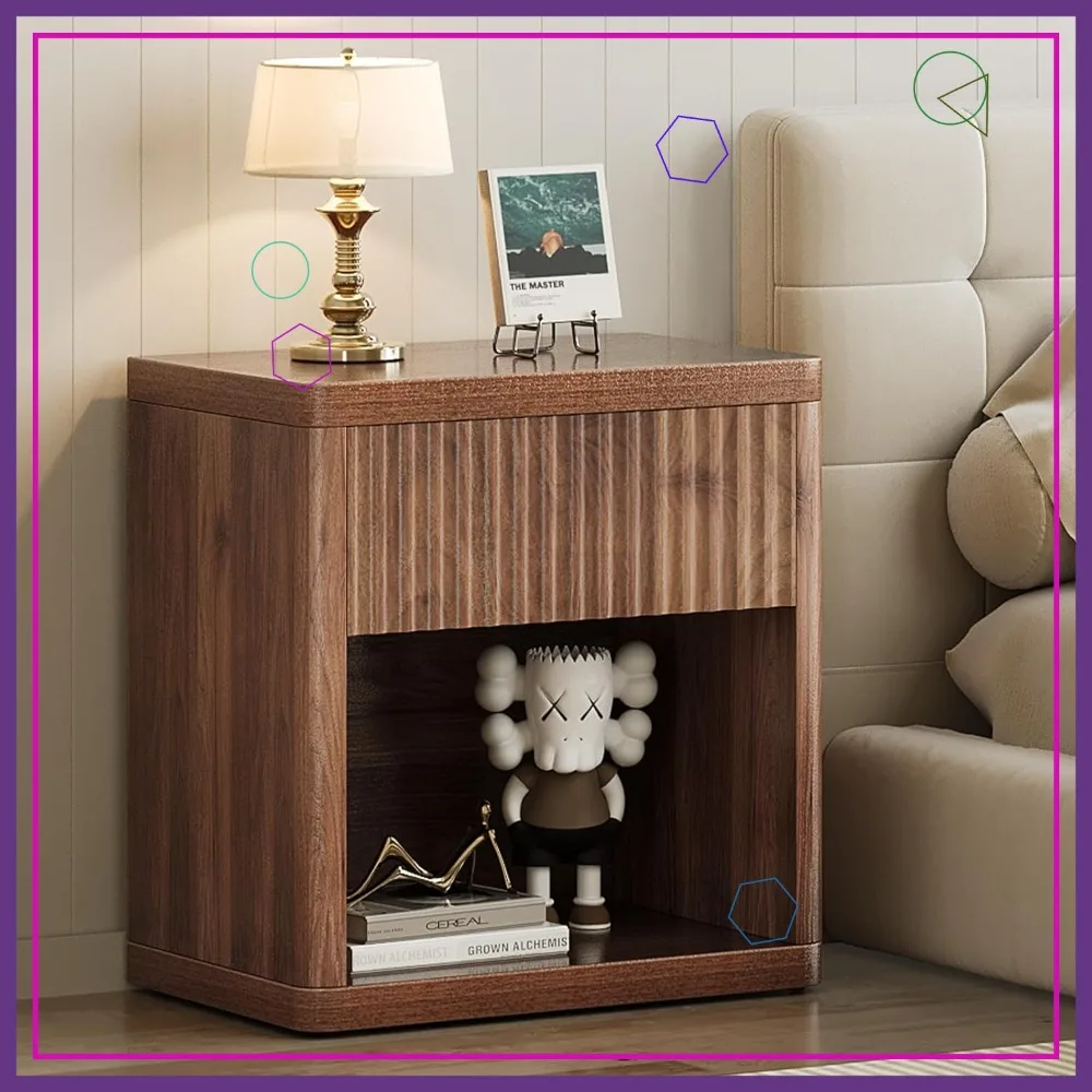 

Прикроватная тумбочка в стиле середины века с ящиками, деревянный прикроватный столик с полкой для хранения для спальни и гостиной