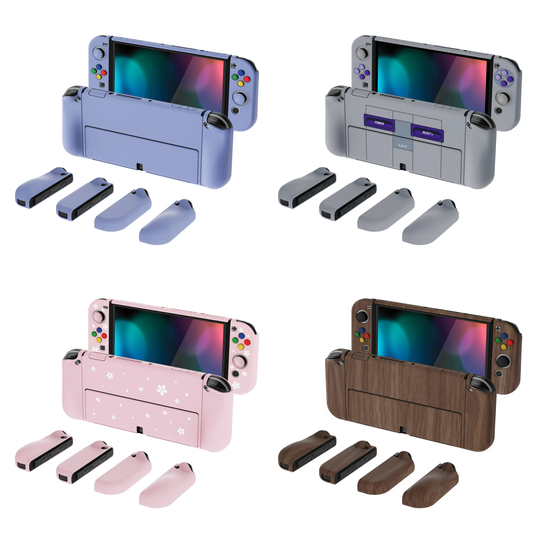 PlayVital AlterGrips Split Design Protective Slim Case Ergonomic Hard Shell for NS Switch OLED W/Thumb Grips & Button Caps