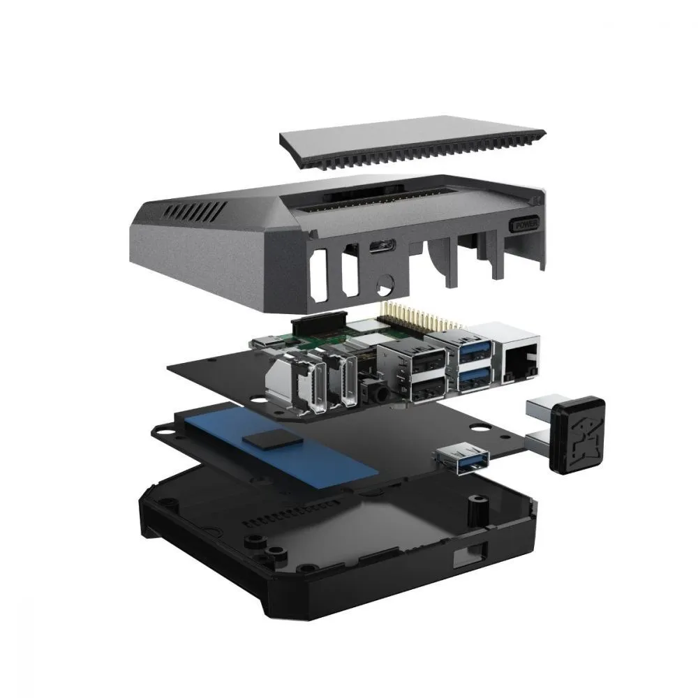 Argon One M.2 aluminiowa obudowa do Raspberry Pi 4 Model B z M.2 SSD gniazdo rozszerzeń GPIO pokrywa wentylator chłodzący do Raspberry Pi 4