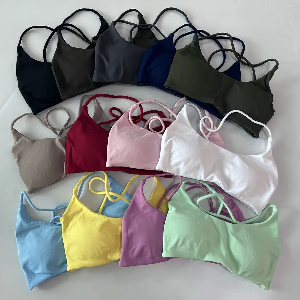 Pericic Twist Back BH Sexy Rückenfreies Gepolstertes Gym-Top Damen Yoga-BH Mittlere Stütze Atmungsaktiver Sport-BH Fitness-Tanktops – Detail 10