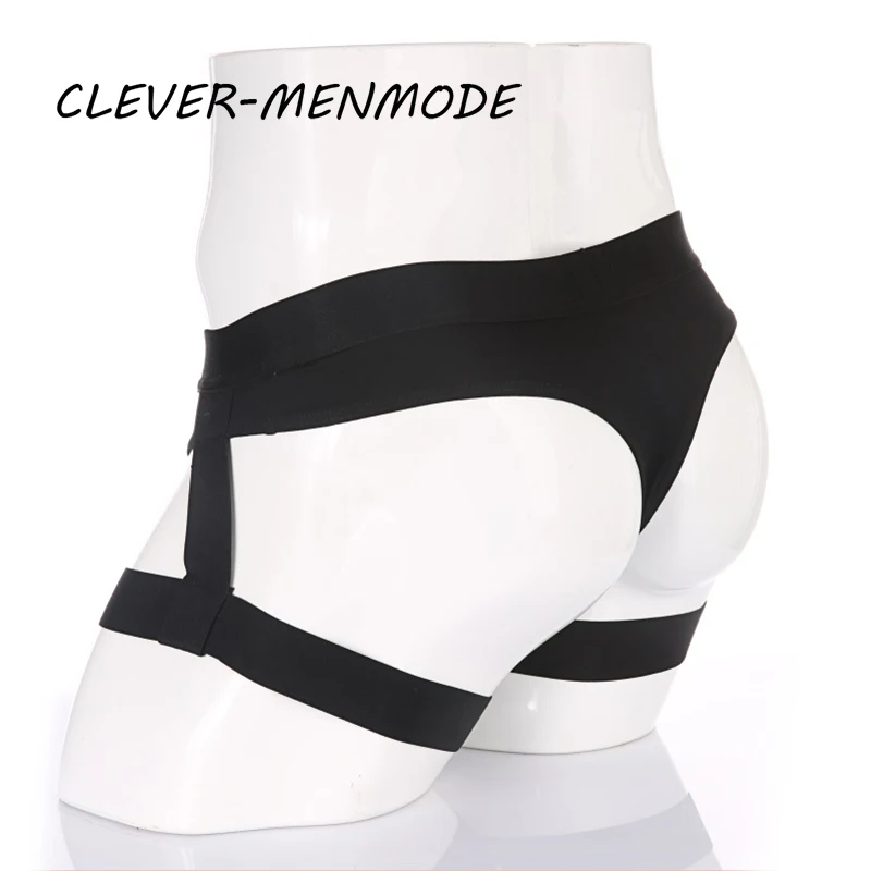 Men Low Waist  Elastic Harness Belts with Jockstrap Thongs Underpants U Convex Sexy Lingerie T-Back Underwear Panties